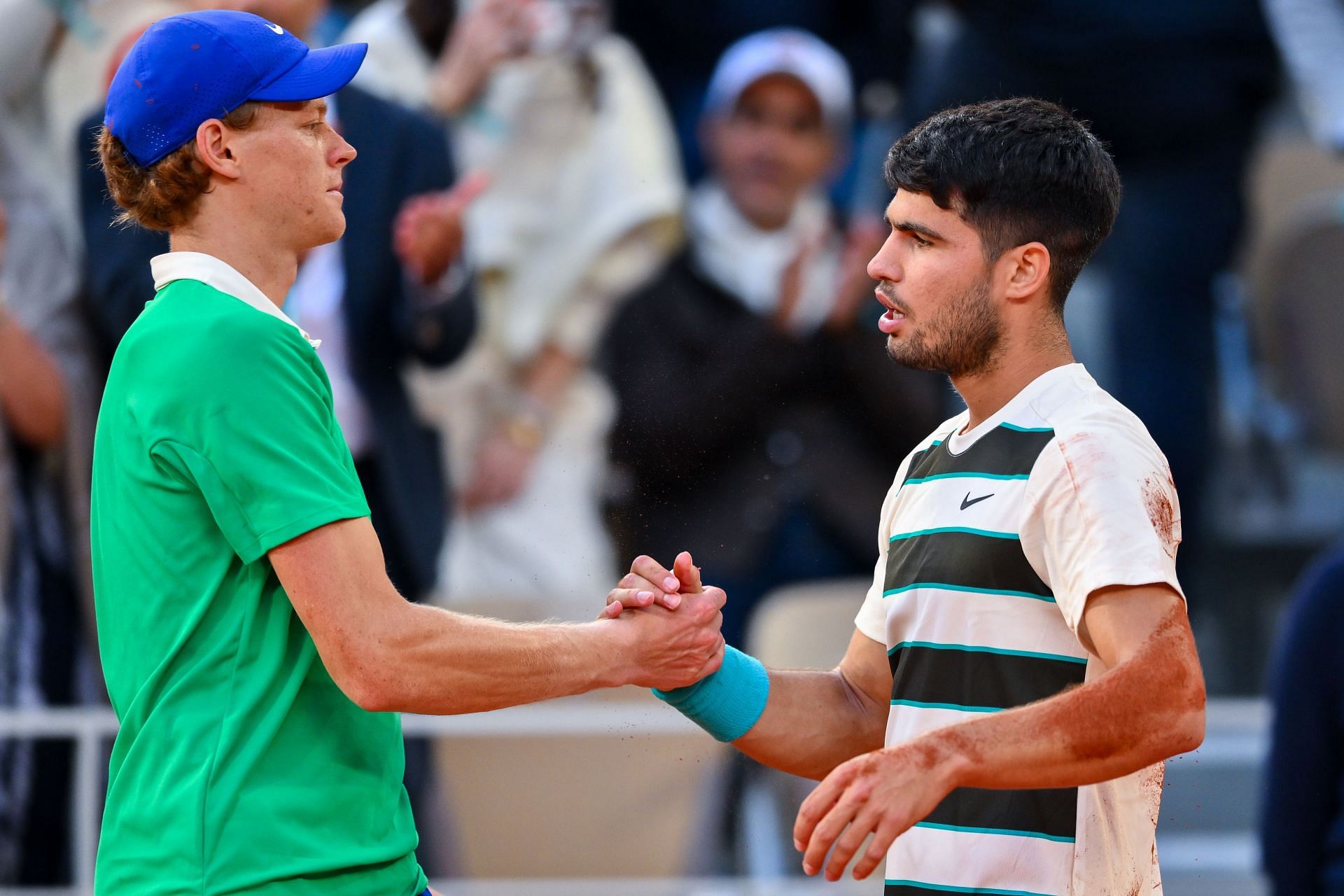 Jannik Sinner and Carlos Alcaraz at the 2025 French Open | Image Source: Getty